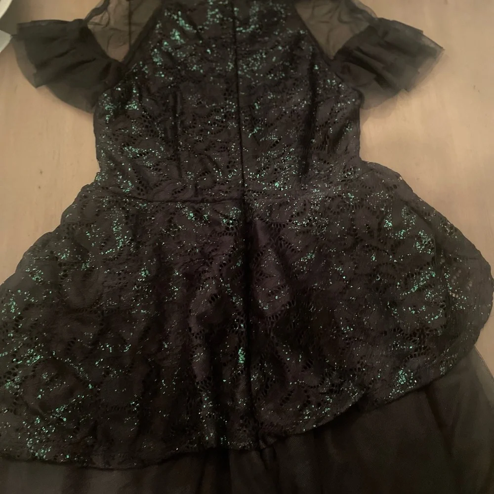 Wicked Girls Black Sparkle Peplum Tulle Party Dress Sz 8 - Picture 3 of 3